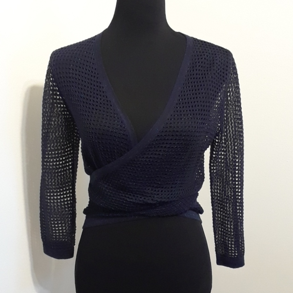Navy Blue Knit Long Sleeve Jacket/Cover Up